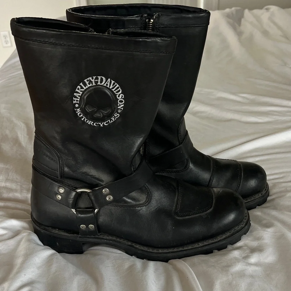 Harley-Davidson Men's Black Leather Riding Boots - Picture 1 of 6